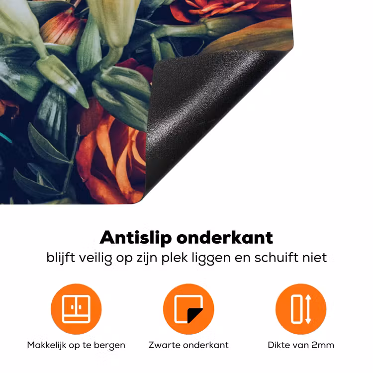Boeket - Stilleven - Bloemen - Planten - Rood Inductie beschermer vinyl 3mm klein -zzzzzzz-td-onderkant