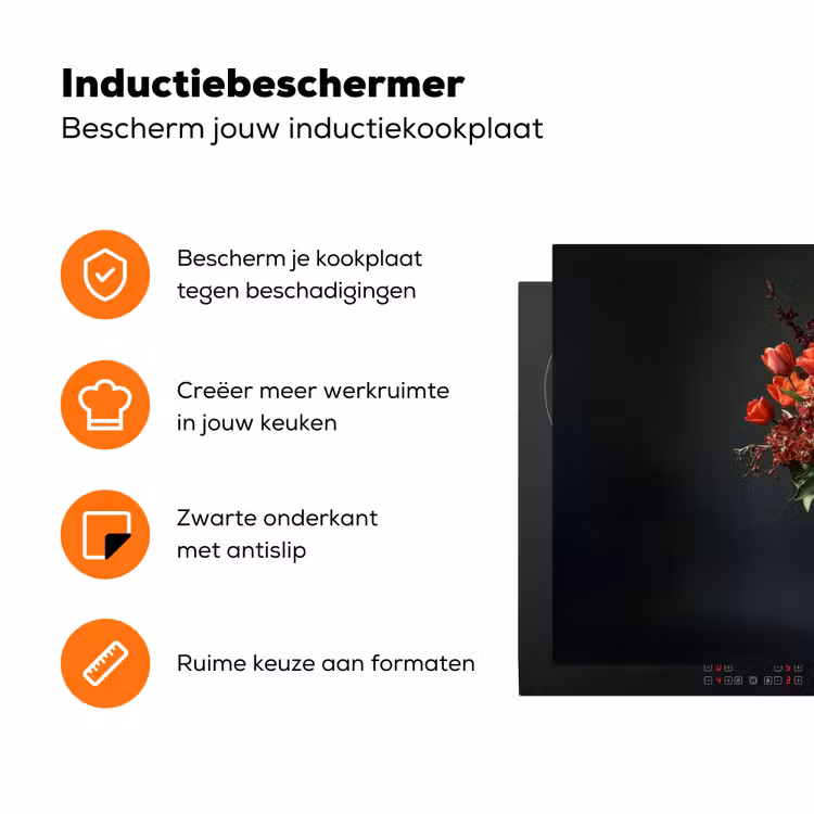 Boeket - Tulpen - Vaas - Rood Inductie beschermer vinyl 3mm klein -zzzzzzz-td-ups