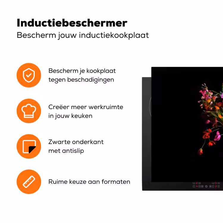 Boeket - Veldbloemen - Vaas Inductie beschermer vinyl 3mm klein -zzzzzzz-td-ups