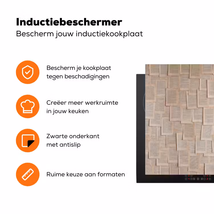 Boekpagina - Collage - Literatuur - Vintage - Beige Inductie beschermer vinyl 3mm klein -zzzzzzz-td-ups