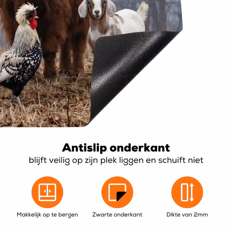 Boerderijdieren - Groep - Mist - Natuur - Rustiek Inductie beschermer vinyl 3mm klein -zzzzzzz-td-onderkant