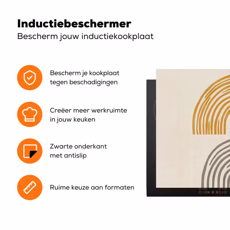 Bogen - Lijnen - Oranje - Minimalistisch Inductie beschermer vinyl 3mm klein -zzzzzzz-td-ups