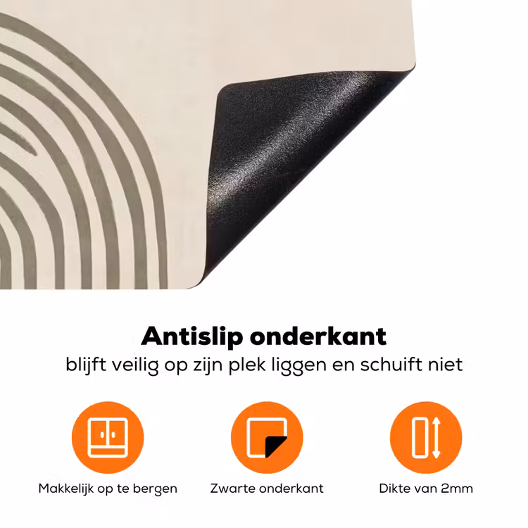 Bogen - Lijnen - Oranje - Minimalistisch Inductie beschermer vinyl 3mm klein -zzzzzzz-td-onderkant