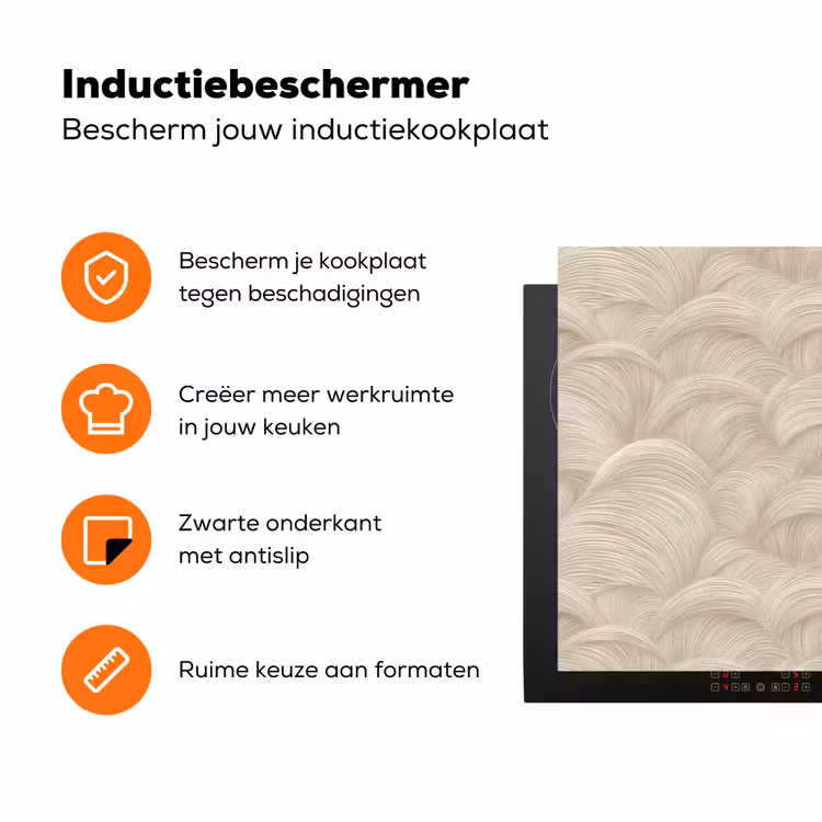 Bogen - Patroon - Beige Inductie beschermer vinyl 3mm klein 276 -zzzzzzz-td-ups