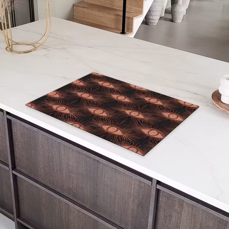Boheems - Oog - Bruin Inductie beschermer vinyl 3mm klein 276 -sfeer8