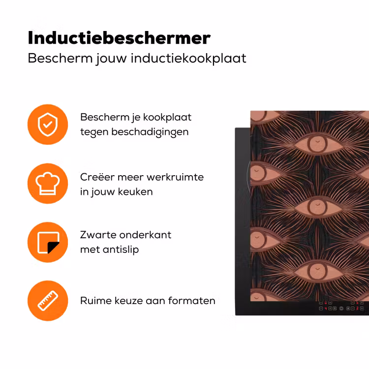 Boheems - Oog - Bruin Inductie beschermer vinyl 3mm klein 276 -zzzzzzz-td-ups