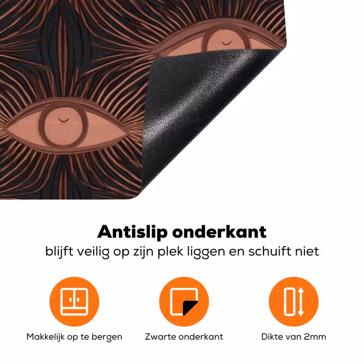 Boheems - Oog - Bruin Inductie beschermer vinyl 3mm klein 276 -zzzzzzz-td-onderkant