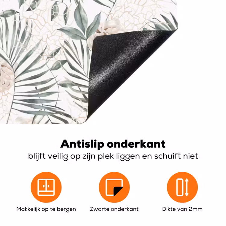 Bohemian - Bloemen - Bladeren - Jungle - Tropical Inductie beschermer vinyl 3mm klein -zzzzzzz-td-onderkant
