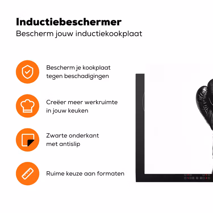 Bokshandschoen - Zwart - Hand Inductie beschermer vinyl 3mm klein -zzzzzzz-td-ups
