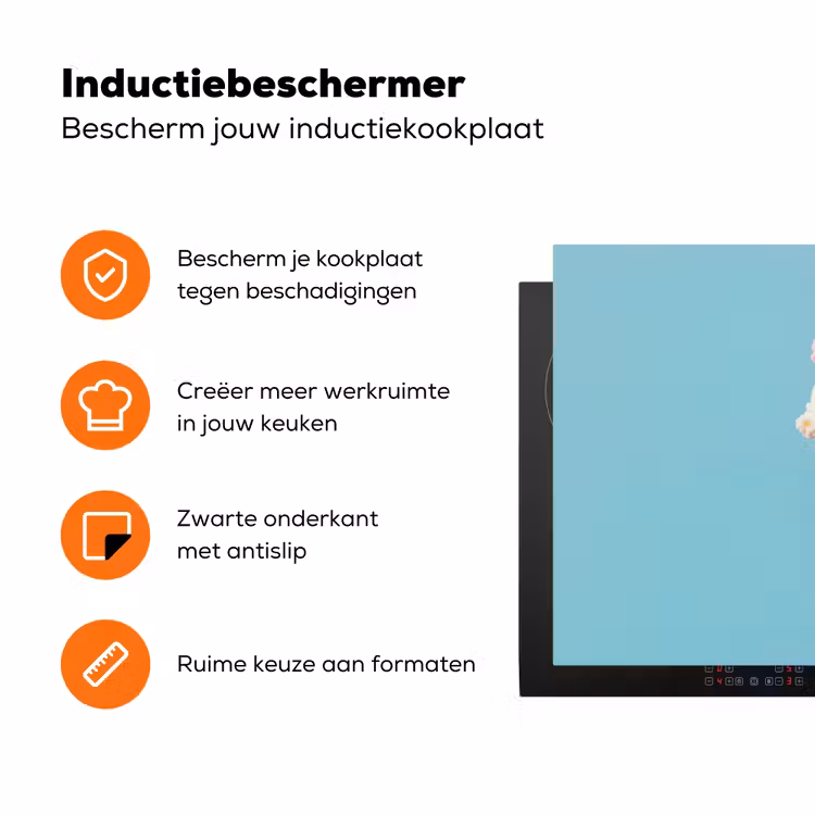 Bolletjes - Schepijs - Hoorntje - Blauw Inductie beschermer vinyl 3mm klein -zzzzzzz-td-ups