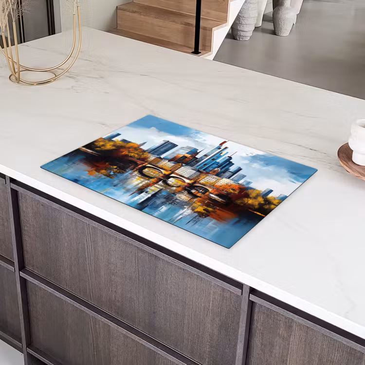 Bomen Frankfurt- Stad - Skyline - Brug Inductie beschermer vinyl 3mm klein -sfeer8
