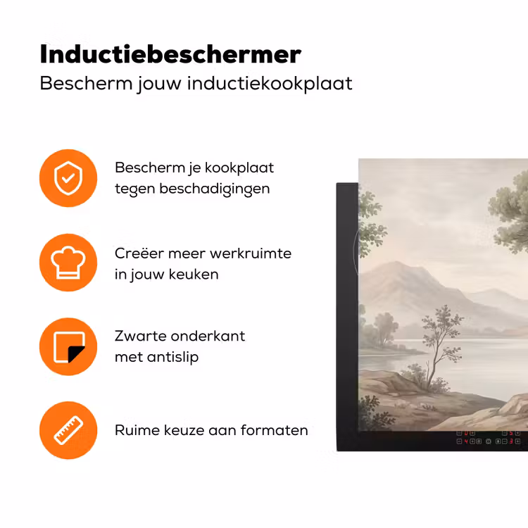Bomen - Meer - Bergen - Illustratie Inductie beschermer vinyl 3mm klein -zzzzzzz-td-ups