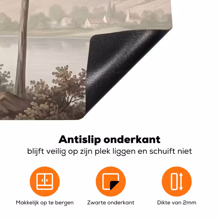 Bomen - Meer - Bergen - Illustratie Inductie beschermer vinyl 3mm klein -zzzzzzz-td-onderkant