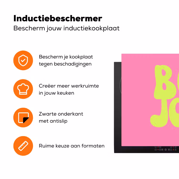 Bonjour - Roze - Fel groen Inductie beschermer vinyl 3mm klein -zzzzzzz-td-ups