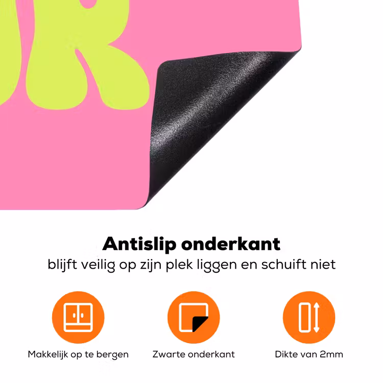 Bonjour - Roze - Fel groen Inductie beschermer vinyl 3mm klein -zzzzzzz-td-onderkant
