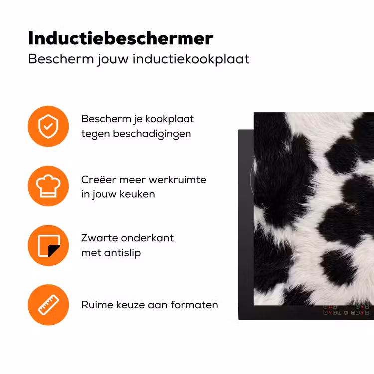 Bont - Textuur - Zwart - Wit Inductie beschermer vinyl 3mm klein -zzzzzzz-td-ups