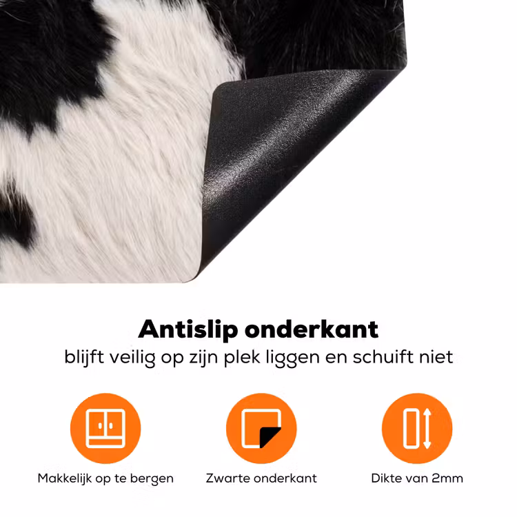 Bont - Textuur - Zwart - Wit Inductie beschermer vinyl 3mm klein -zzzzzzz-td-onderkant