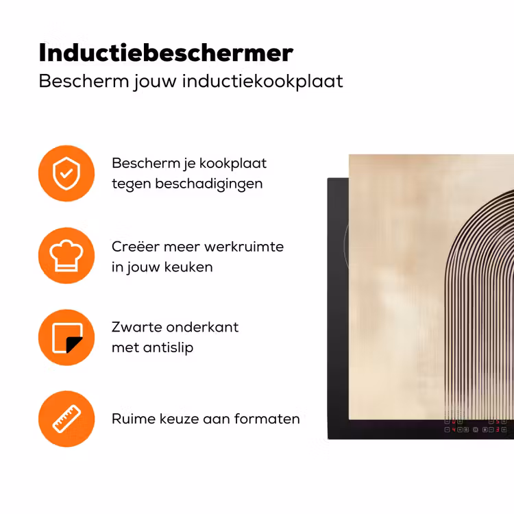 Boog - Strepen - Minimalistisch - Zwart Inductie beschermer vinyl 3mm klein -zzzzzzz-td-ups