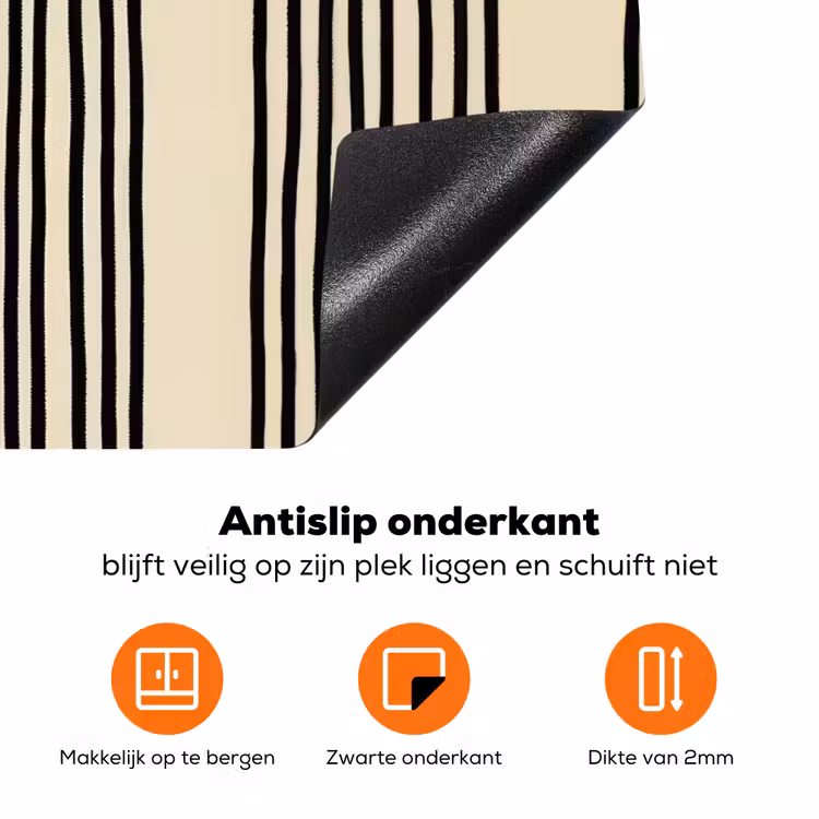 Boogvormen - Zwart - Strak Inductie beschermer vinyl 3mm klein -zzzzzzz-td-onderkant