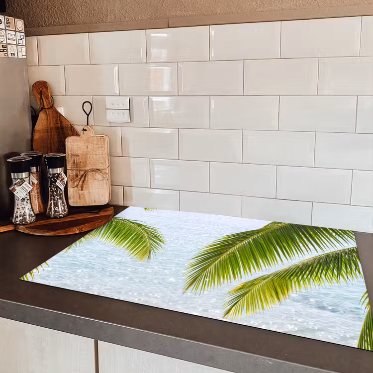 Boom - Bladeren - Water - Tropisch - Groen Inductie beschermer vinyl 3mm klein -sfeer3