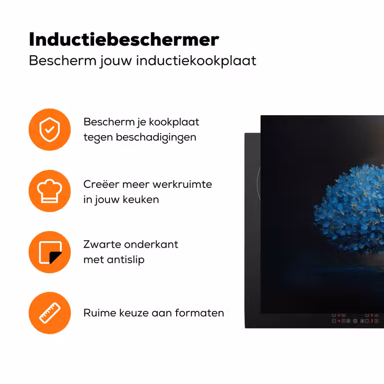 Boom - Blauw - Bladeren - Penseelstreken Inductie beschermer vinyl 3mm klein -zzzzzzz-td-ups