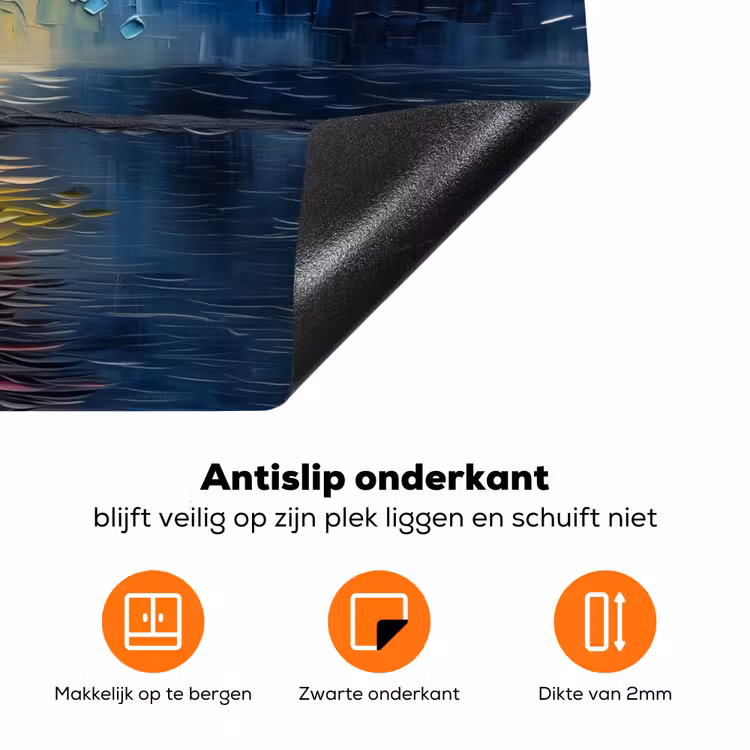 Boom - Blauw - Bladeren - Vakken Inductie beschermer vinyl 3mm klein -zzzzzzz-td-onderkant