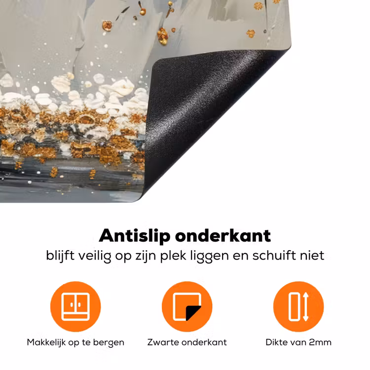 Boom - Bloemen - Wit - Natuur - Kunst Inductie beschermer vinyl 3mm middel -zzzzzzz-td-werking