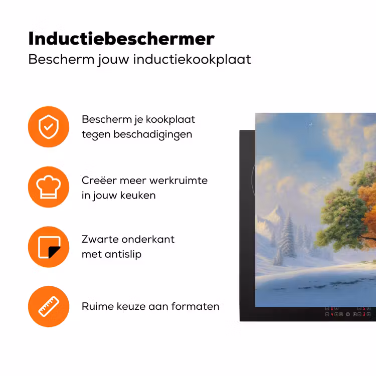 Boom - Seizoenen - Winter - Landschap Inductie beschermer vinyl 3mm klein -zzzzzzz-td-ups