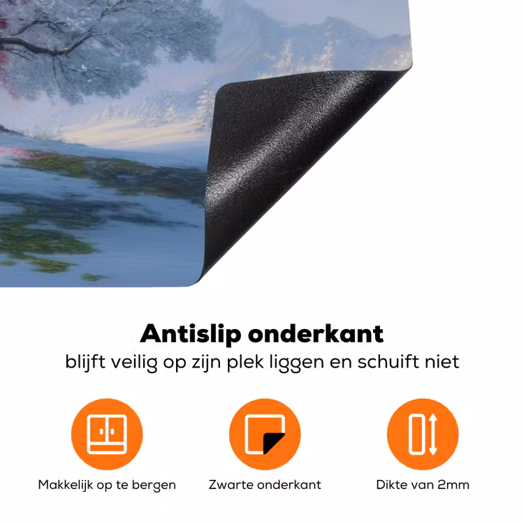 Boom - Seizoenen - Winter - Landschap Inductie beschermer vinyl 3mm klein -zzzzzzz-td-onderkant
