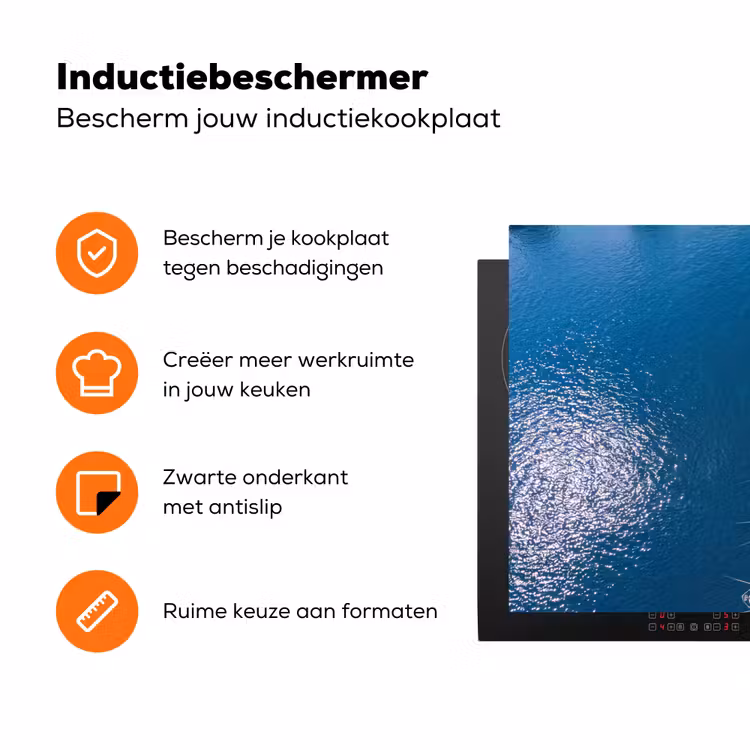 Boot - Jachthaven - Water - Zomer - Blauw Inductie beschermer vinyl 3mm klein -zzzzzzz-td-ups