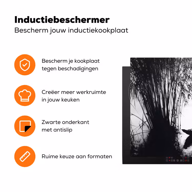 Boot - Rivier - Bamboe - Wit Inductie beschermer vinyl 3mm klein -zzzzzzz-td-ups