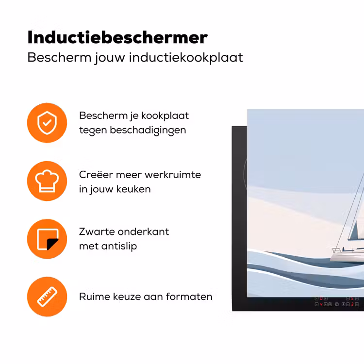 Boot - Zeil - Zee - Modern - Beige Inductie beschermer vinyl 3mm klein -zzzzzzz-td-ups