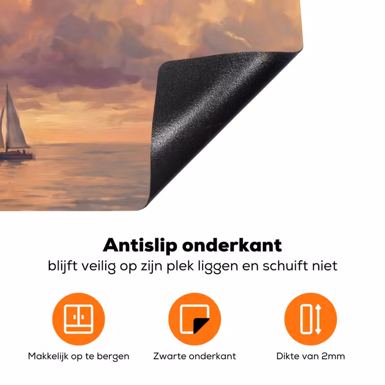 Boot - Zonsondergang - Zee - Natuur - Goud Inductie beschermer vinyl 3mm klein -zzzzzzz-td-onderkant