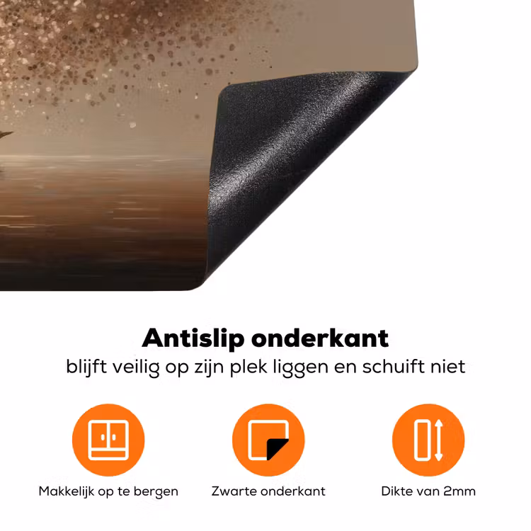 Bootje - Blaadjes - Goud - Water Inductie beschermer vinyl 3mm klein -zzzzzzz-td-onderkant