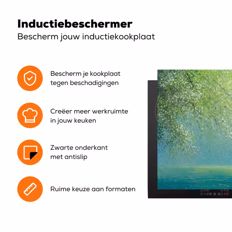 Bootje - Water - Bladeren - Bloesems Inductie beschermer vinyl 3mm klein -zzzzzzz-td-ups