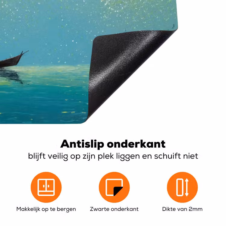 Bootje - Water - Bladeren - Bloesems Inductie beschermer vinyl 3mm klein -zzzzzzz-td-onderkant