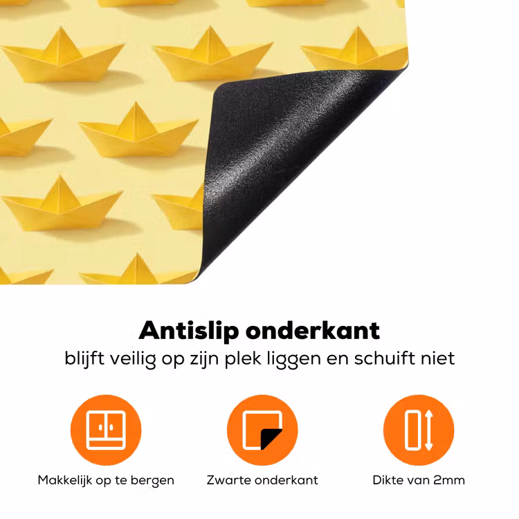 Bootjes - Origami - Creatief - Geel Inductie beschermer vinyl 3mm klein 276 -zzzzzzz-td-onderkant