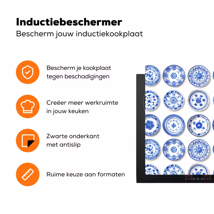 Borden - Bloemen - Patroon - Blauw Inductie beschermer vinyl 3mm klein 276 -zzzzzzz-td-ups