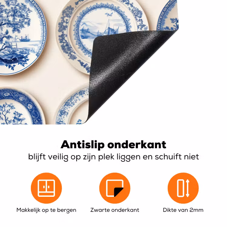 Borden - Bomen - Planten - Blauw Inductie beschermer vinyl 3mm klein 276 -zzzzzzz-td-onderkant