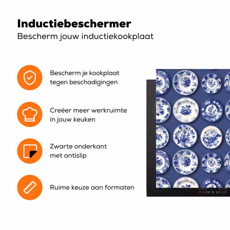Borden - Floraal - Blauw Inductie beschermer vinyl 3mm klein 276 -zzzzzzz-td-ups