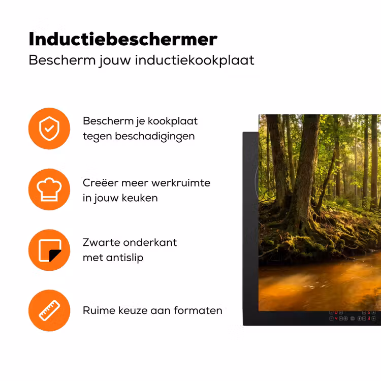 Bos - Beek - Zonlicht - Natuur - Groen Inductie beschermer vinyl 3mm klein -zzzzzzz-td-ups