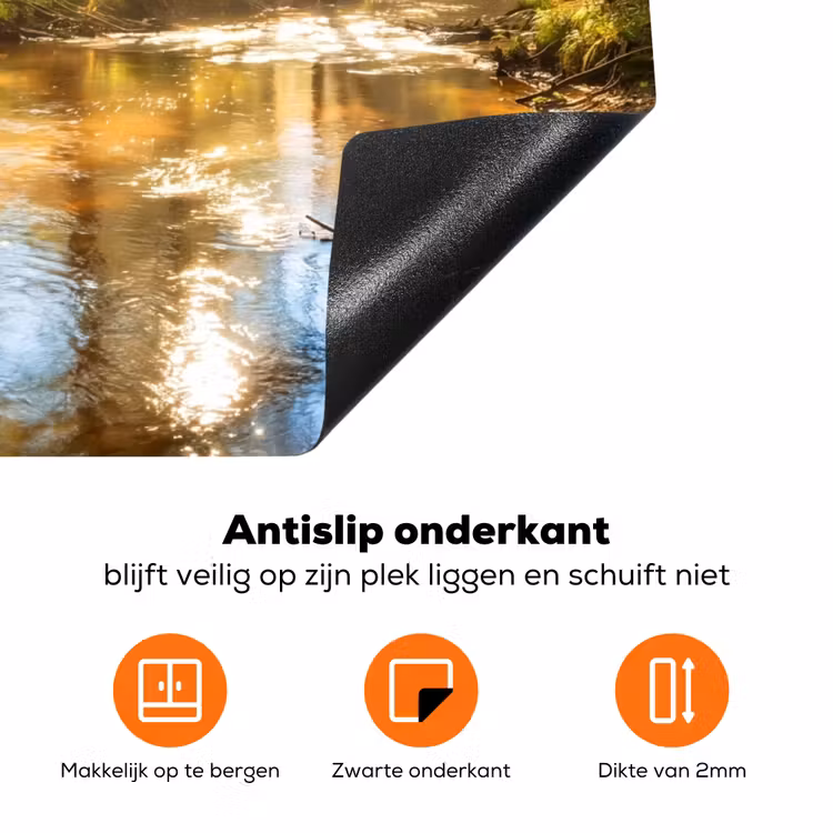Bos - Beek - Zonlicht - Natuur - Groen Inductie beschermer vinyl 3mm klein -zzzzzzz-td-onderkant