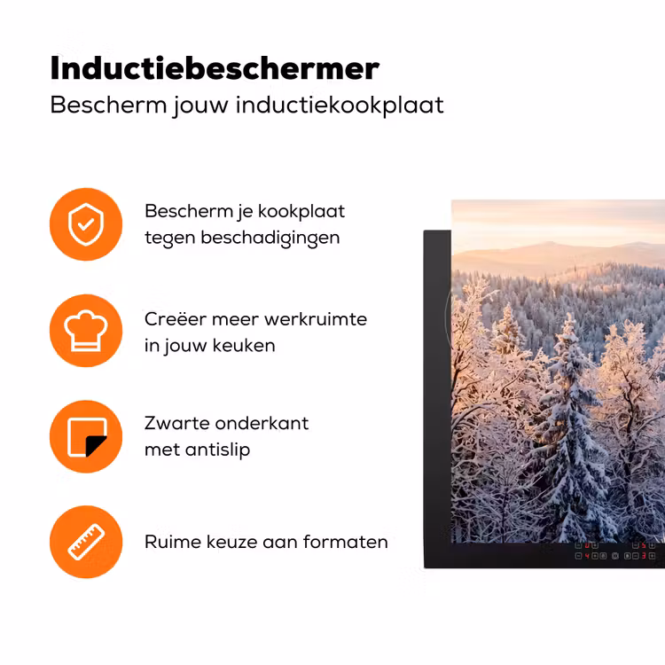 Bos - Bergen - Goud - Winter - Warm Inductie beschermer vinyl 3mm klein -zzzzzzz-td-ups
