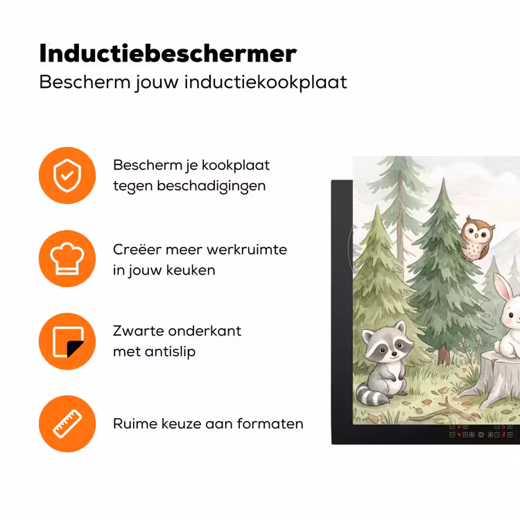 Bos - Dieren - Groen Inductie beschermer vinyl 3mm klein -zzzzzzz-td-ups