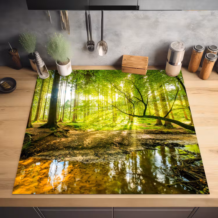 Bos - Landschap - Water - Bomen - Zon - Groen - Natuur Inductie beschermer vinyl 3mm middel -sfeer5