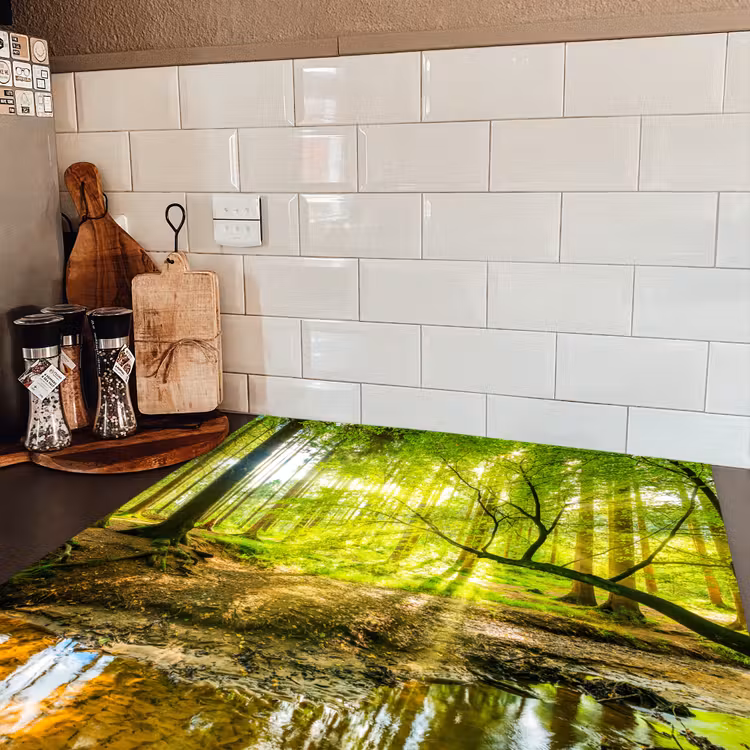 Bos - Landschap - Water - Bomen - Zon - Groen - Natuur Inductie beschermer vinyl 3mm middel -sfeer3