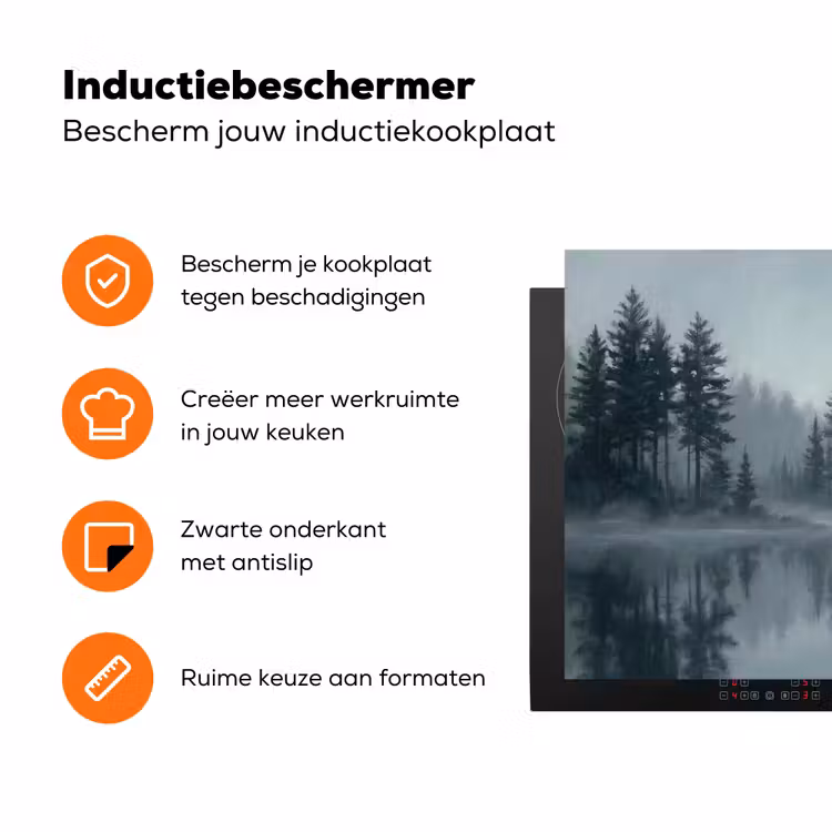 Bos - Meer - Mist - Natuur - Grijs Inductie beschermer vinyl 3mm klein -zzzzzzz-td-ups