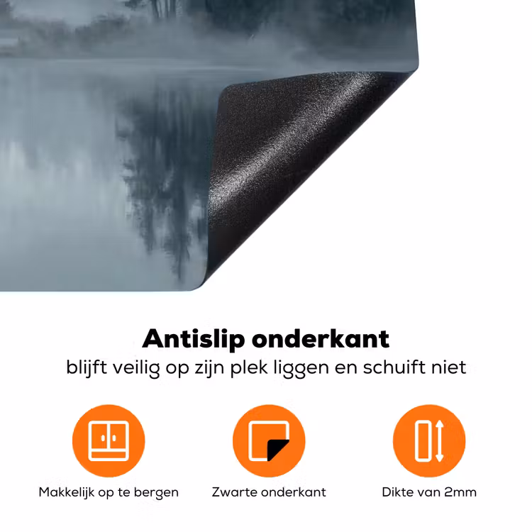 Bos - Meer - Mist - Natuur - Grijs Inductie beschermer vinyl 3mm klein -zzzzzzz-td-onderkant