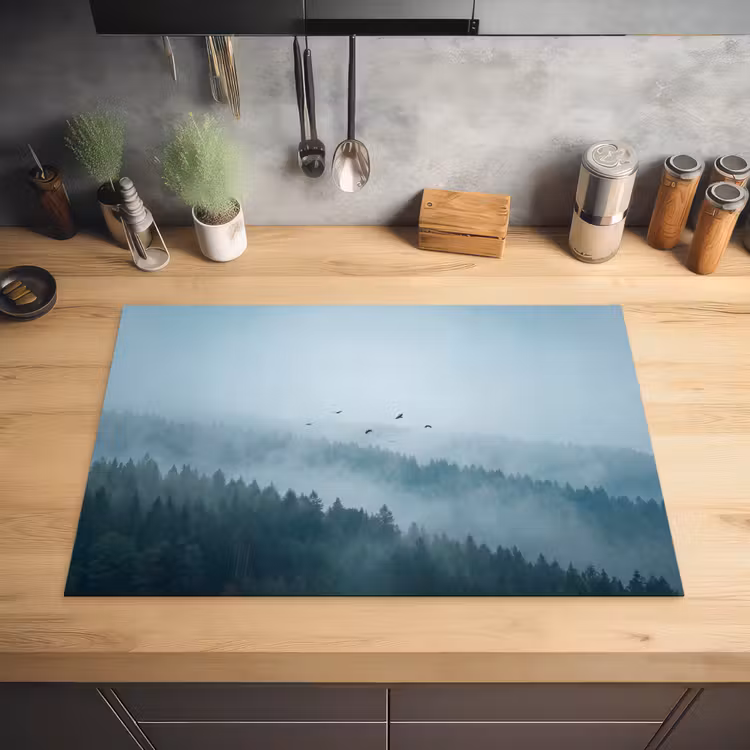 Bos - Mist - Vogels - Natuur - Groen Inductie beschermer vinyl 3mm klein -sfeer5