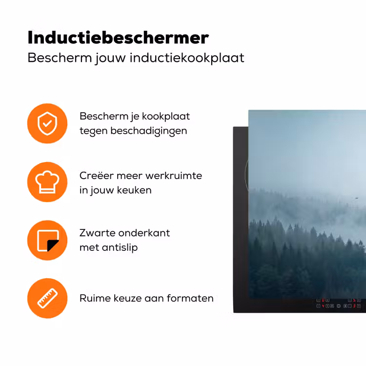 Bos - Mist - Vogels - Natuur - Groen Inductie beschermer vinyl 3mm klein -zzzzzzz-td-ups